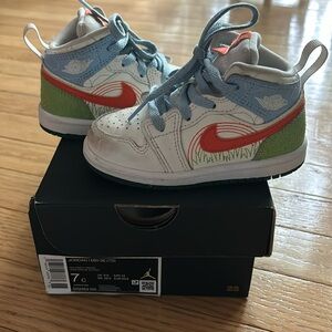 Toddler Jordan 1 Mid SE Sail/Safety Orange 7C
